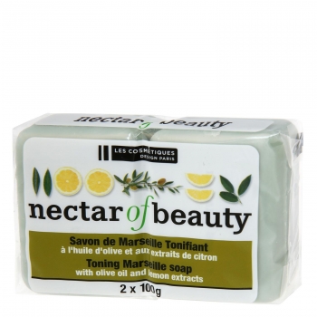 Jabón de manos en pastilla Marsella con aceite de oliva y limón Néctar of Beauty  pack de 2 unidades de 100 g.