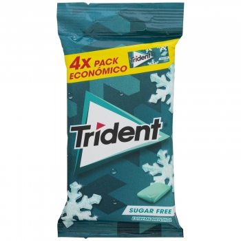 Chicles sabor mentol extremo Trident sin azúcar pack de 4 unidades de 14,5 g.