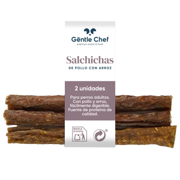 Salchichas de pollo con arroz para perros adultos Gentle Chef 2 ud.