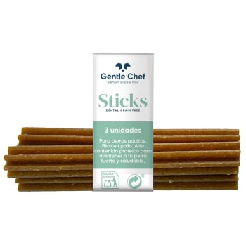 Sticks dentales grain free para perros Gentle Chef 3 unidades.