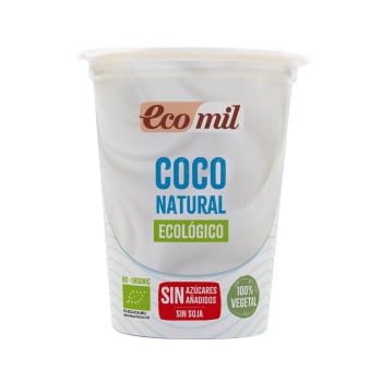 Yogur vegetal de coco natural EcoMil sin gluten 370 g.