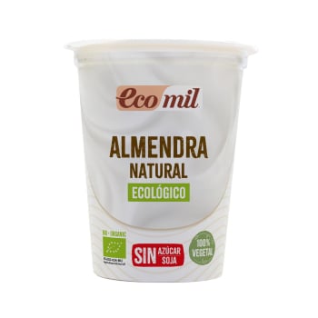 Yogur vegetal de almendra natural EcoMil sin gluten 370 g.