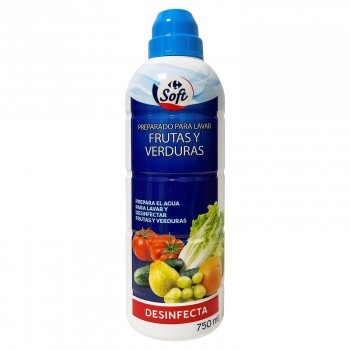 Desinfectante para lavar frutas y verduras Carrefour Soft 750 ml.