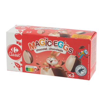 Huevos de chocolate con leche con sorpresa Carrefour Classic Magic Eggs 3 ud.