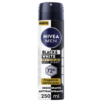 Desodorante en spray antitranspirante black & white invisible Nivea Men 250 ml.