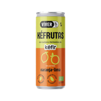 Víver Kéfrutas ecológico sabor naranja- lima sin lactosa y sin azúcar añadido lata 25 cl.