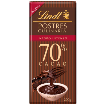 LINDT Chocolate postres negro intenso, 70 % cacao 200 g.