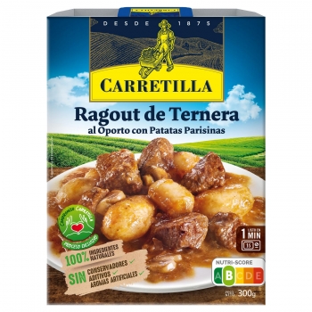 Ragout de ternera al oporto con patatas parisinas Carretilla 300 g.