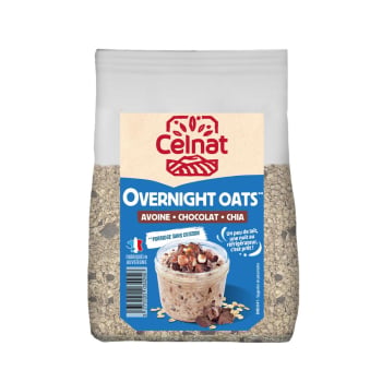 Avena con chocolate y chía Celnat Overnight 300 g.