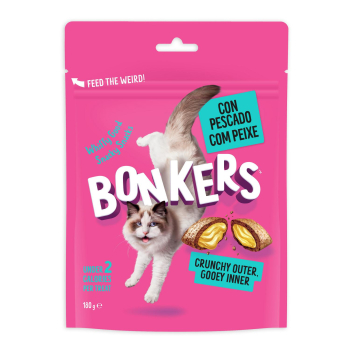 Snack de pescado para gato Bonkers 180 g.