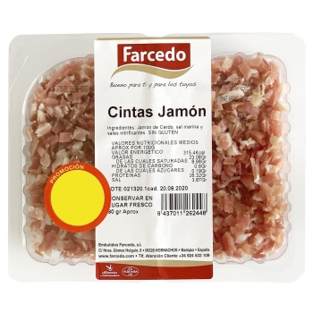 Jamón curado en tiras Farcedo sin gluten 70 g.