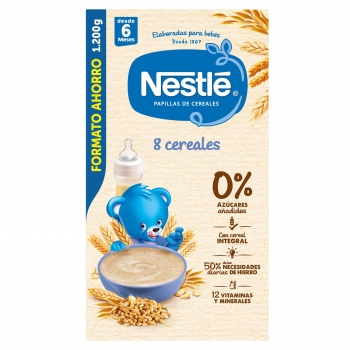 Papilla infantil desde 6 meses 8 cereales Nestlé 1200 g.