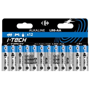 Pilas Alcalinas Carrefour ItechAA/ LR06, paquete 12