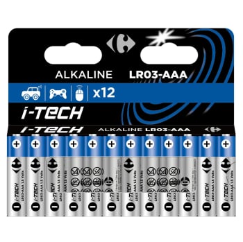 Pilas Alcalinas Carrefour Itech AAA/ LR03, paquete 12
