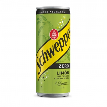 Refresco de limón Schweppes con gas zero lata 33 cl.