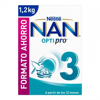 Leche infantil de crecimiento desde 12 meses en polvo Nestlé Nan Optipro 3 sin aceite de palma lata 1200 g.