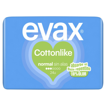 Compresas normal sin alas Cottonlike Evax 24 ud.