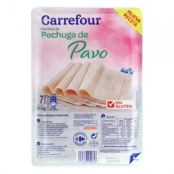 Pechuga de pavo Carrefour sin gluten 200 g.