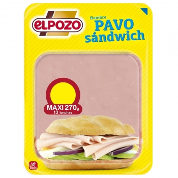 Pavo sándwich en lonchas ElPozo sin gluten 340 g.