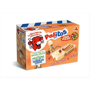 Queso fundido sabor pizza y bastoncitos de pan La Vaca Que Ríe 140 g.