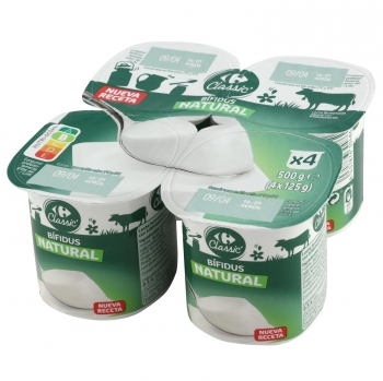 Yogur bífidos natural Carrefour Classic' pack de 4 unidades de 125 g