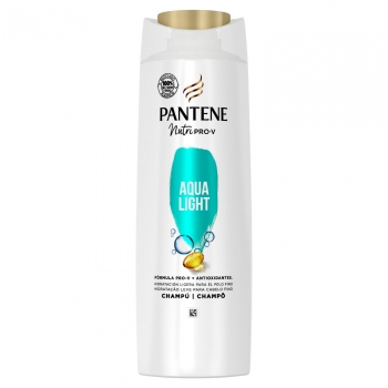 Champú aqua light fórmula Pro-V con antioxidantes hidratación ligera para cabello fino Nutri Pro-V Pantene 340 ml.