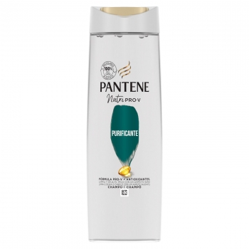 Champú purificante fórmula Pro-V con antioxidantes limpia y deja el cabello con un aspecto saludable Nutri Pro-V Pantene 340 ml.