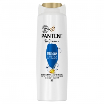 Champú micelar purifica & revitaliza fórmula Pro-V con antioxidantes para cabello graso y apagado Nutri Pro-V Pantene 340 ml.