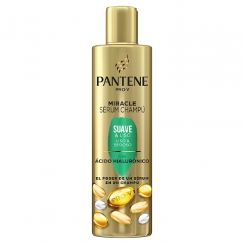 Champú Miracle Sérum Suave & Liso con ácido hialurónico para cabello seco y sin vida Pantene Pro-V 225 ml.