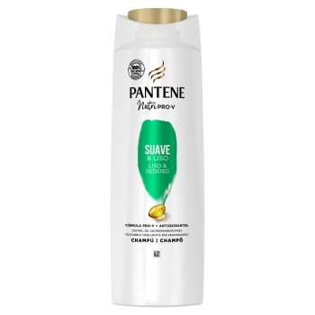 Champú suave & liso fórmula Pro-V con antioxidantes para cabello encrespado y rebelde Nutri Pro-V Pantene 340 ml.