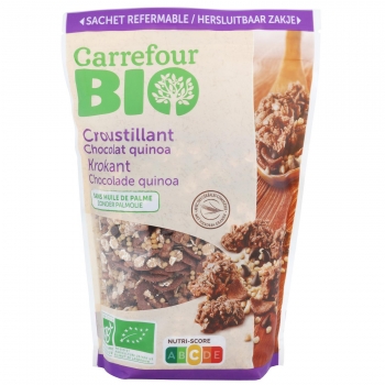 Muesli de quinoa y chocolate ecológico Carrefour Bio 375 g.