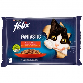 Gelatina selección de carnes para gatos Felix Fantastic Purina 4x85 g