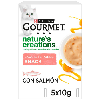 Snack sabor salmón para gato adulto Purina Gourmet Nature’s Creations 5x10 g.