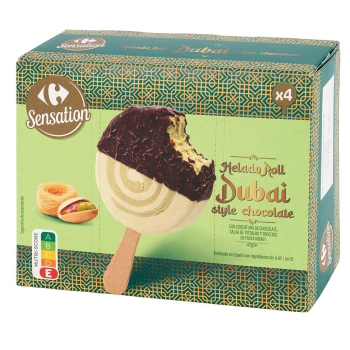 Bombón helado de pistacho con chocolate y pasta kataifi Carrefour Sensation 4 ud.