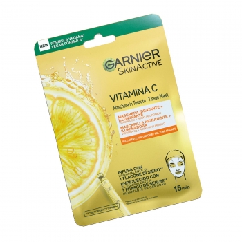 Mascarilla facial con vitamina C y ácido hialurónico hidratante + iluminadora Skin Active Garnier 1 ud.