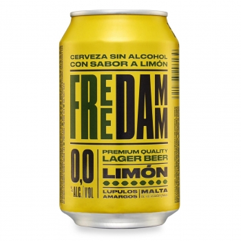 Cerveza Free Damm Lager 0,0 sin alcohol con limón lata 33 cl.