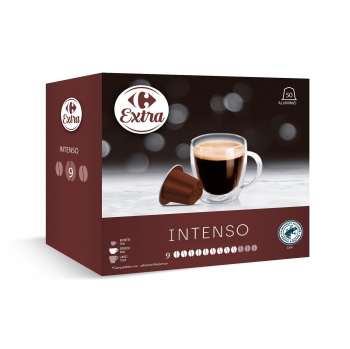 Café intenso en cápsulas Carrefour Extra compatible con Nespresso Original 50 ud.