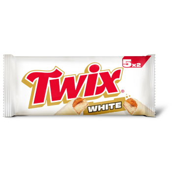 Barritas de chocolate blanco rellenas de galleta y caramelo Twix White pack 5 unidades de 46 g. 5 x 46 g