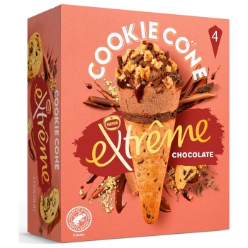 Conos con helado de chocolate Extreme Cookie Nestlé 4 ud.
