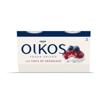 Yogur con pastel, galleta y arándanos Danone Oikos pack de 4 unidades de 110 g. 4 x 110 g