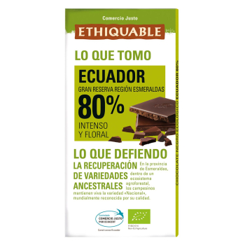Chocolate negro 80% ecológico Ethiquable 100 g.