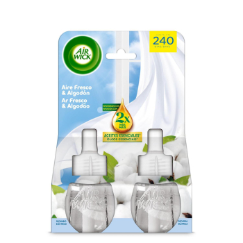 Ambientador eléctrico aire fresco & algodón recambio Air Wick 2 ud.