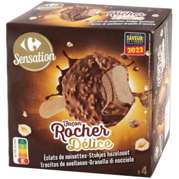 Mini bombón helado de avellana Sensation Carrefour 4 ud.