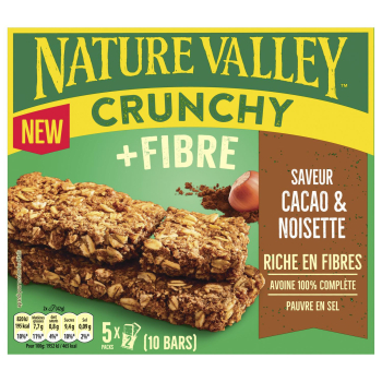 Barritas de avena integral con cacao alta en fibra Nature Valley sin lactosa pack de 5 unidades de 42 g. 5 x 42 g
