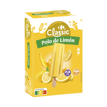 Polo de limón Carrefour Extra sin gluten sin lactosa 6 ud.