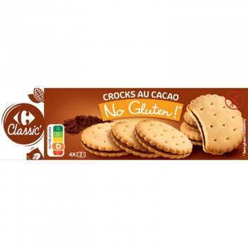 Galletas rellenas de cacao Carrefour Classic sin gluten 120 g.