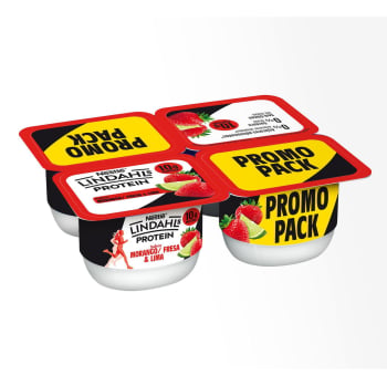 Leche desnatada fermentada concentrada con sabor a fresa y lima Lindahls sin gluten 400 g.
