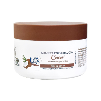 Manteca corporal con coco Soft Carrefour 250 ml.