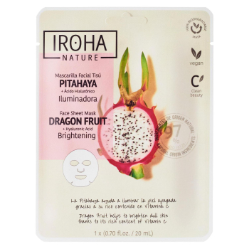 Mascarilla facial tisú iluminadora con pitahaya y ácido hialurónico Iroha Nature 1 ud.
