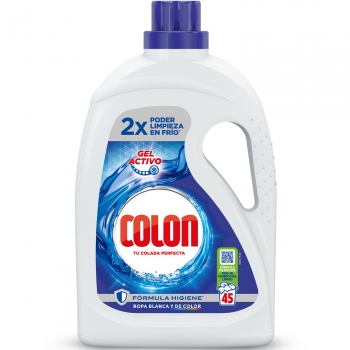 Detergente gel activo fórmula higiene Colon 45 lavados.